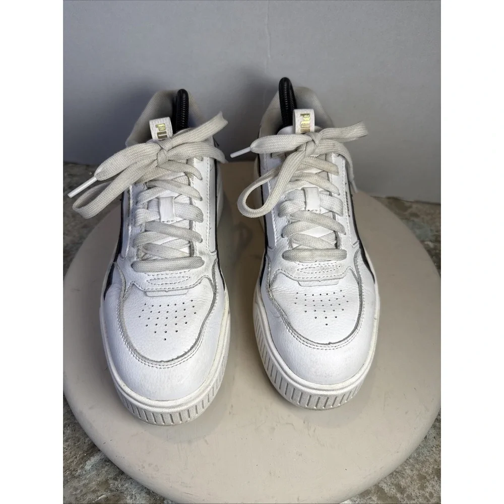 Size 8 - Puma Smash‎ Platform v3 White Black Gold W Shoes Hip Hop School Trendy